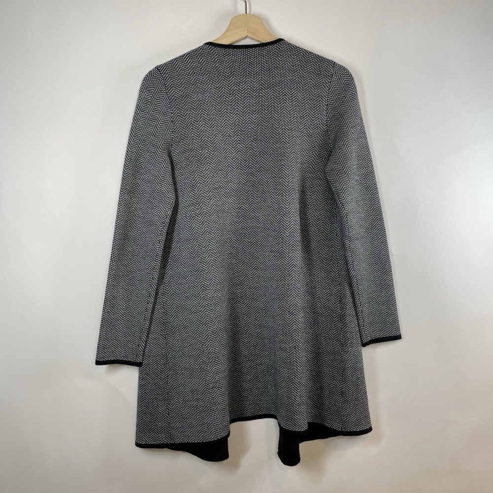 Talbots Womens Merino Wool Front Open Knit Drape Cardigan Herringbone Sz XS Gray - Picture 7 of 16